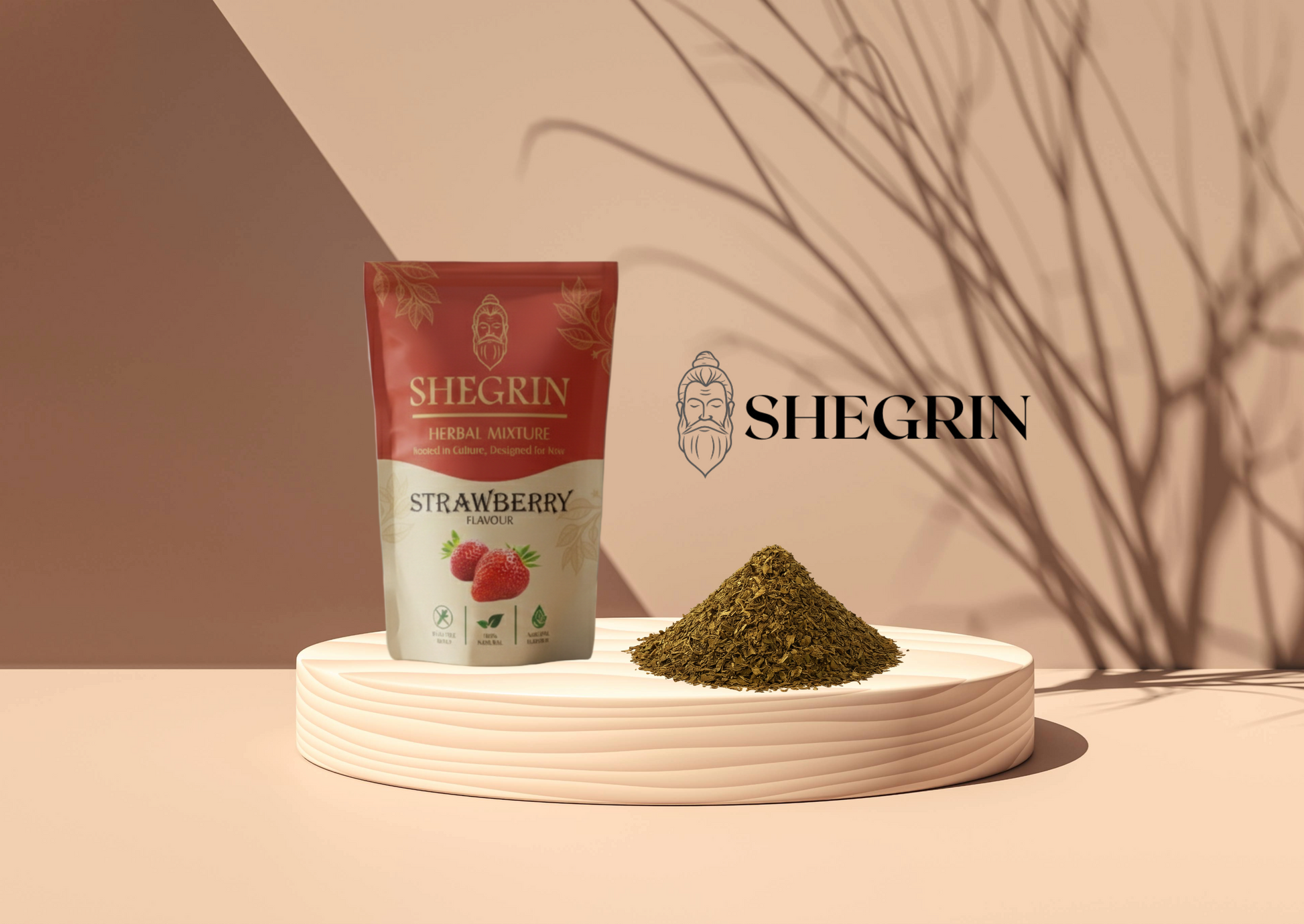 Shegrin Mix Strawberry - Stalk-free & Natural Blend - 35g Quality Herbal Mix
